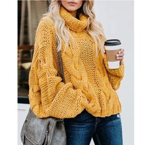 New Chunky Loose Ballon Sleeve Knit Sweater - Picture 1 of 11
